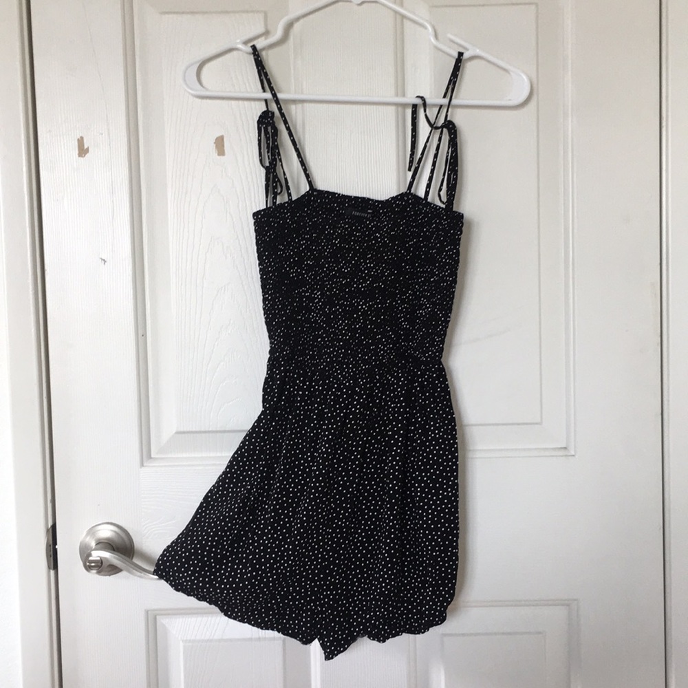 F21 white poke dot romper